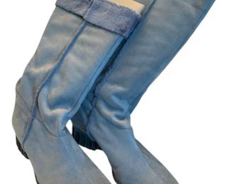 2115 - Anne Klein Suede Slate Blue Boots Size 8.5 (Description): Ann Klein suede boots in slate blue. Size  8.5.
