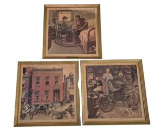 3933 - 3 Vintage Norman Rockwell Wall Art 22 x 22
