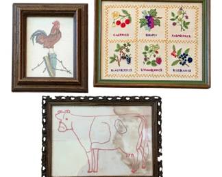1592 - 3 Framed Needlepoints - 13 x 16