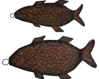 3931 - 2 Metal Fish Decor, Largest 22 x 12