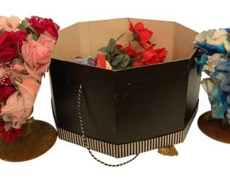 2159 - 2 Flower Hats & More w/ hat box