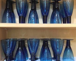 1103 - Cabinet Lot of Cobalt Iced Tea Glasses