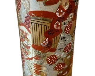 235 - Ceramic Chinese Umbrella Stand - as is (Description): has been repaired - 25 x 9