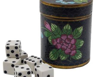 27 - Vintage Oriental Canister with Dice 3.5x2