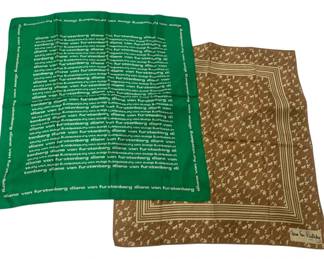2288 - Lot of 2 Diane Von Fursenberg Silk Scarves (Description): Both measure 27 x 27