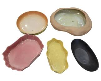 689 - Assorted Mid-Century Planters 3"x12" (Description): Assorted mid-century planters in various  colors and shapes. Measurements: 3" x 12".