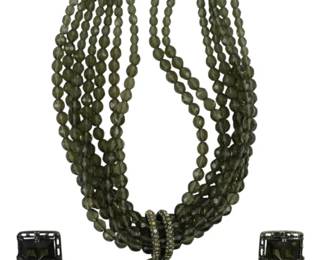 1771 - Necklace & Earrings Set (Description): A necklace and earrings set featuring  coordinating design elements. The set  includes a multi-strand beaded necklace with  pendant and matching earrings.
