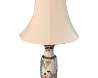 2029 - Oriental Lamp w/ stand - 31" tall (Description): Used as is electric/electronic/mechanical  item. No guarantee all components, untested.
