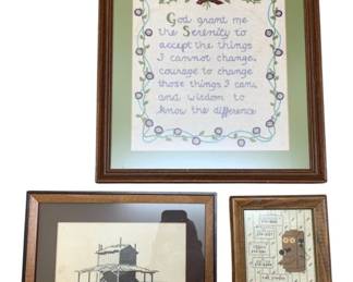 1622 - 3 Framed Needlepoints - 18 x 16