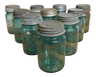 3156 - Lot of Blue Ball Canning Jars - 5" Tall