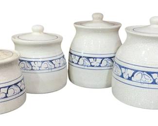 1076 - 4pc Set Dedham Pottery Rabbit Canisters