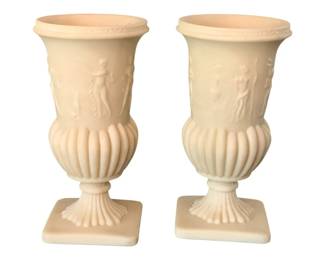 2035 - Pair of Stone Vases - 8.5" tall