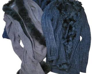 2249 - Group of Black Sweaters some w/ alpaca fur (Description): 2 Peruvian Connection, size M tyler boe, size M