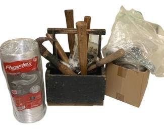 1043 - Wooden Box w/ Tools & Box of Assorted Items