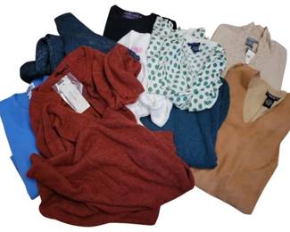 2245 - Cashmere Sweaters & 1 Sweater Dress & Others (Description): Cranberry Lara Sweater Dress, size M Barrie Pace Cashmere Sweater, size M Ralph Lauren Cashmere Sweater, size M Doncaster 80% silk Sweater, size M Talbots Cashmere Sweater, size MP