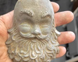 Antique aluminum santa head 