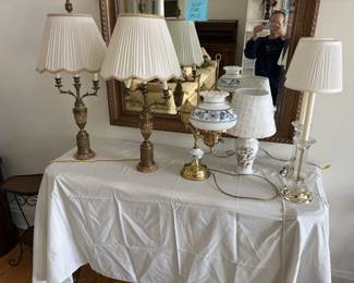 Several new and antique lamps