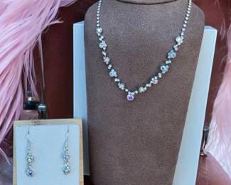 Iridescent Crystal Necklace  Earring Set