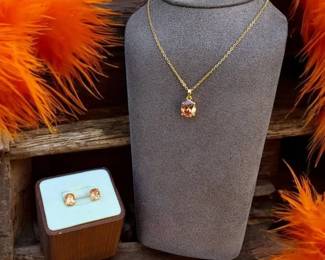 Citrine Necklace  Earring Set  Tested