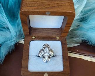 Sterling Silver Vintage Kabana CZ Ring  Size 8.5 6.18 Grams