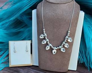 Rhinestone Statement Necklace  Earring Set