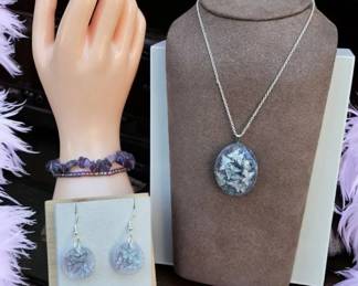 Butterflies  Amethyst  Necklace  Earring Set  Amethyst Bracelet