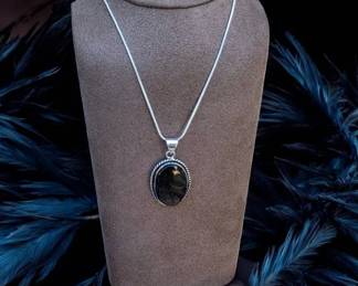 Silver Obsidian Necklace  Tested