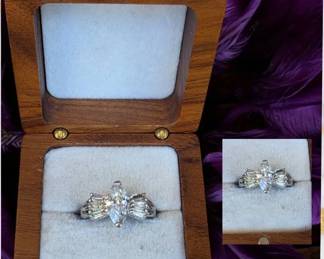 Sterling Silver MarquiseCut Ring  Size 8.5  CZ  4.83 Grams