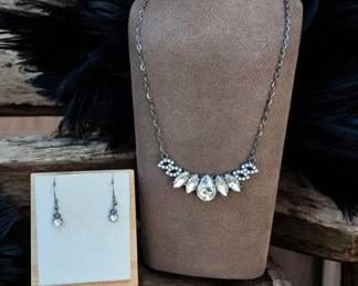 Sparkly Rhinestone Necklace  Earrings