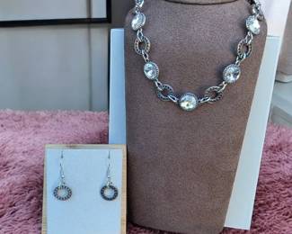 Crystal Link Necklace  Earrings  Statement Pieces
