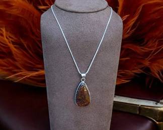 Red Seam Agate Necklace  Tested