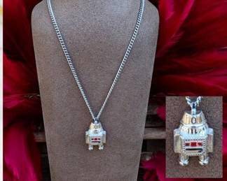 Vintage 1979 Avon Galactic Robot Necklace