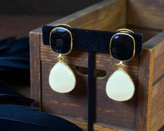  04 Kenneth Lane Vintage Two Tier Earrings  Signed