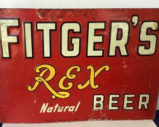 1940’s Fitger’s “Rex” beer tin advertising sign
