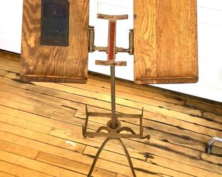 Antique cast iron and oak dictionary / bible stand