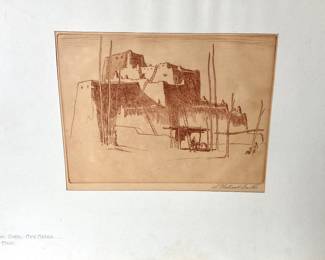 S. Chatwood Burton Taos New Mexico etching