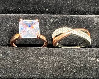 Rose Gold on Sterling 1 Ct. Solitaire Band Set