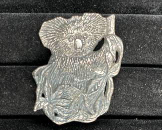 Vintage Sterling Silver Koala Brooch Pin