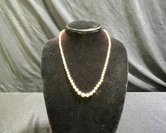 Vintage 18" Pearl Necklace with 10k Gold Clasp