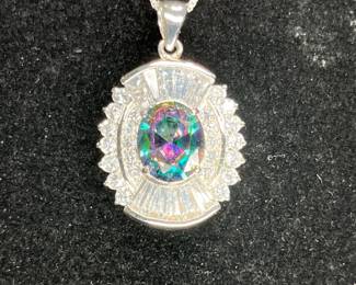  Mystic Topaz Sterling Necklace, Pendant, Earrings