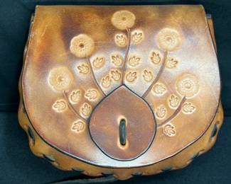 Hand Tooled Leather Belt Bag