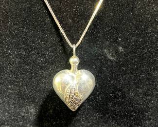Italian Sterling Box Chain & Puff Heart Pendant