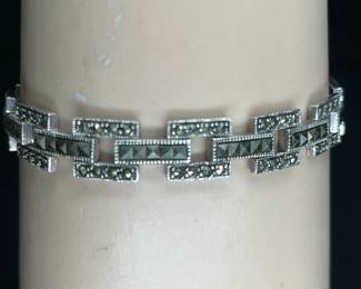Vintage Art Deco Links Bracelet Sterling Silver