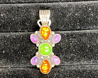 Running Bear RB Sterling Multi Stone Pendant