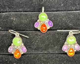 Running Bear Sterling Earrings & Pendant