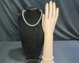 Vintage Sterling Silver Beaded Necklace & Bracelet