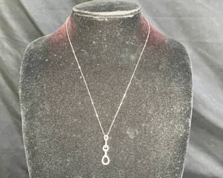  14K White Gold & Diamond Chip Necklace