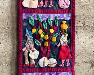 “Domestic Dusties of Village Life”, a handmade tapestry from Weya, Zimbabwe by artisan, Sarudzai Shonge. This tapestry is in excellent condition, signed on the verso, and measures, 36” H x 11” W. Comes with an artist bio as shown in photos.