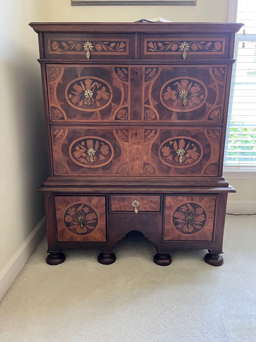 Antique New England Hope Chest with Marquetry Inlay