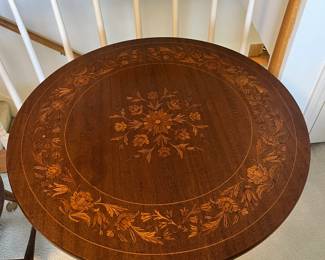 Antique Queen Anne Tilt Top Table with Marquentry Inlay
